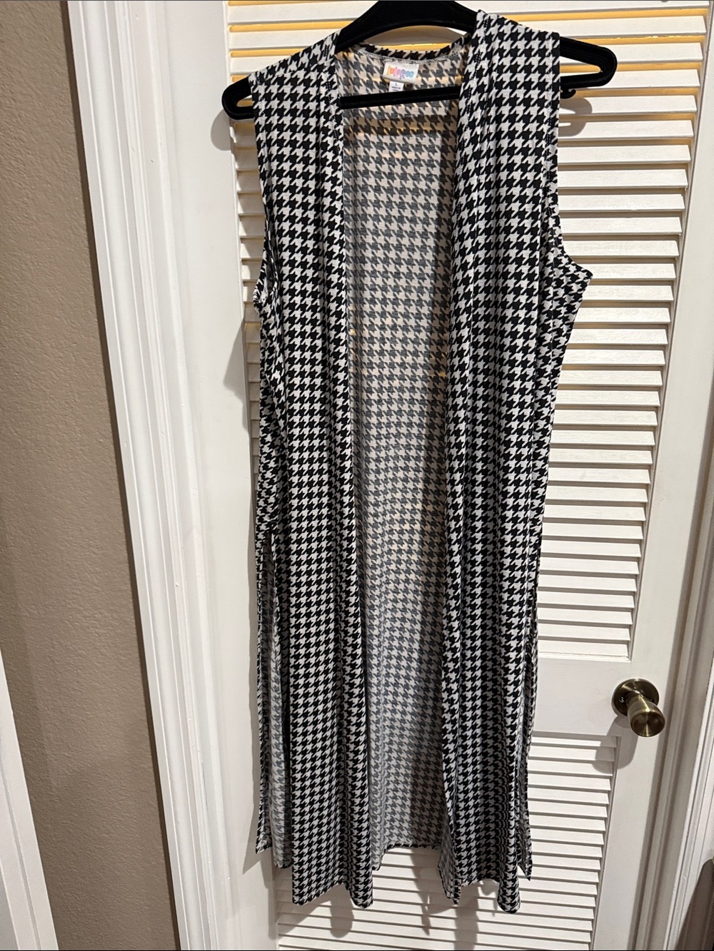 LuLaRoe Black and White Houndstooth Midi Duster